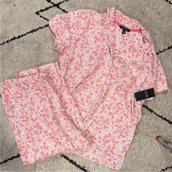 Ralph Lauren Soft Pink Floral Pajama Set - Picture 2 of 2